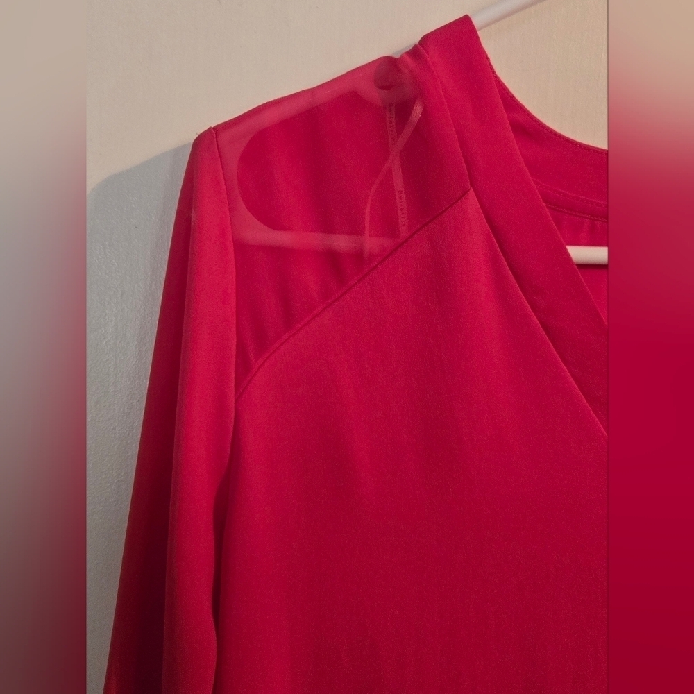 NWOT | Bellatrix | Women's V-Neck Blouse with Sheer Details | Color: Pink | S - Picture 4 of 9